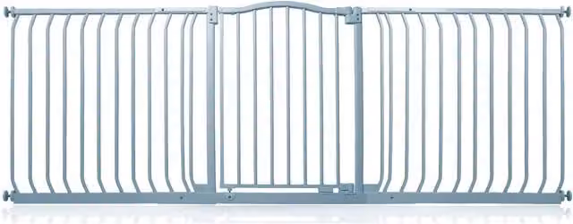 Safetots Curved Top Safety Gate in Matt Grey, Extendable No-Drill Swing Door for Doors and Stairs, Width: 197 cm - 206 cm