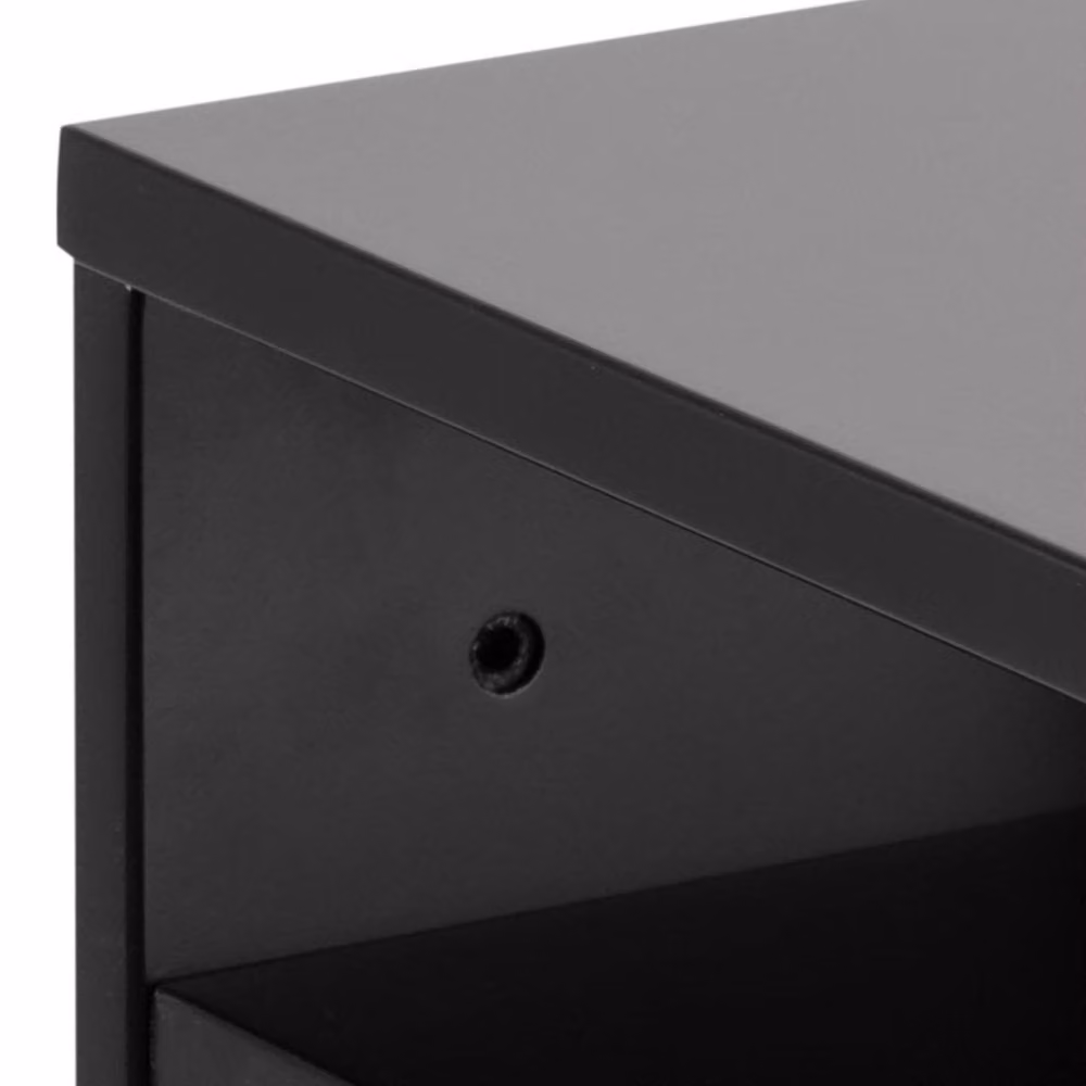 Wyld Haus Lincoln Black Floating Wooden Bedside Table with 1 Drawer and Open Shelf, W: 35.0 cm, D: 22.5 cm, H: 32.0 cm – 3
