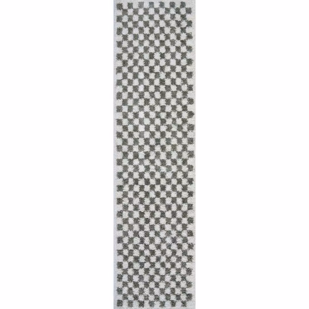 THE RUGS Moodi Green Chequered Shaggy High Pile Living Room Rug, W: 160 cm, D: 230 cm – 6