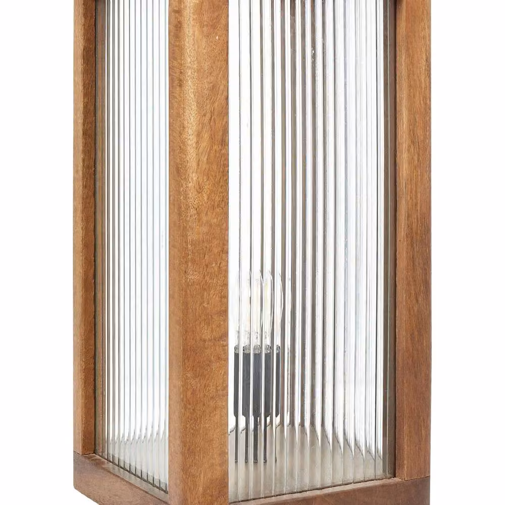 Wyld and Coco Industrial Mango Wood and Glass Table Lamp, Brown – 2