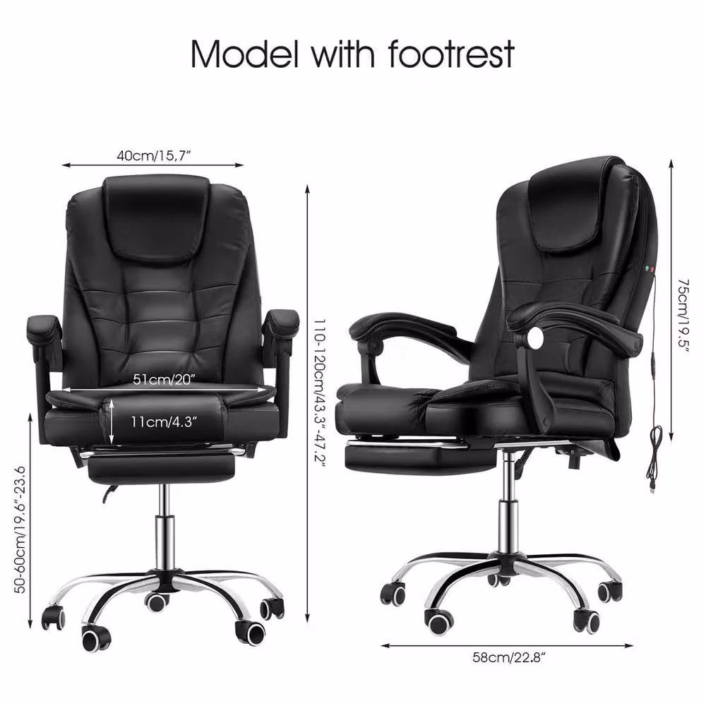 EONLION Black Synthetic Leather Swivel Gaming and Executive Office Chair – 2