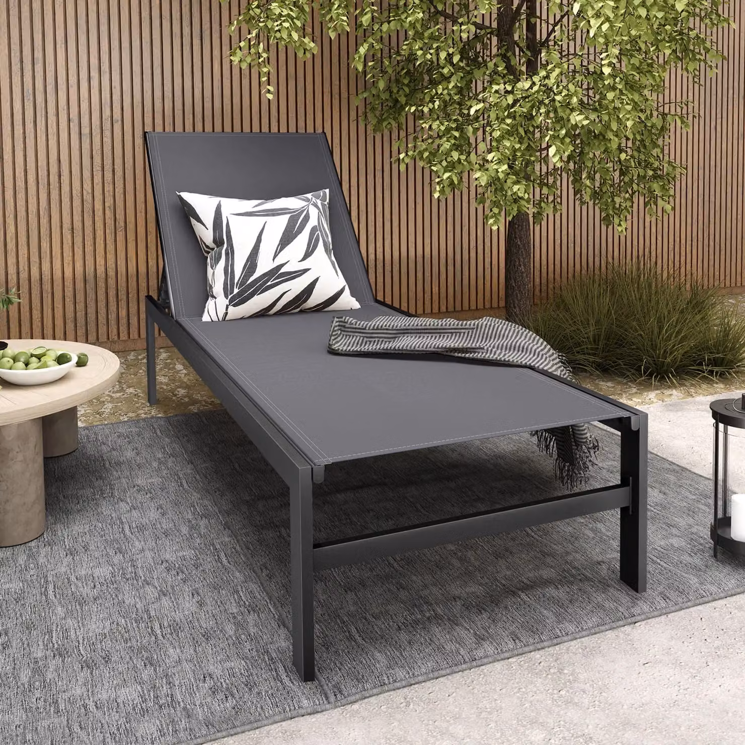 Gymax Aluminium Chaise Lounge Chair Patio Recliner with Adjustable Backrest in Grey – 5