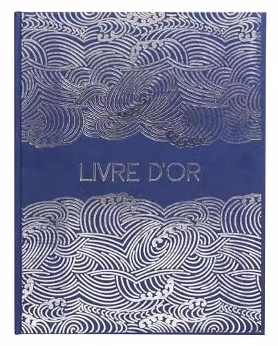 Exacompta Japan Guest Book in Blue with Textile Effect Paper Cover and 100 Blank White Pages, W: 27 cm, H: 22 cm