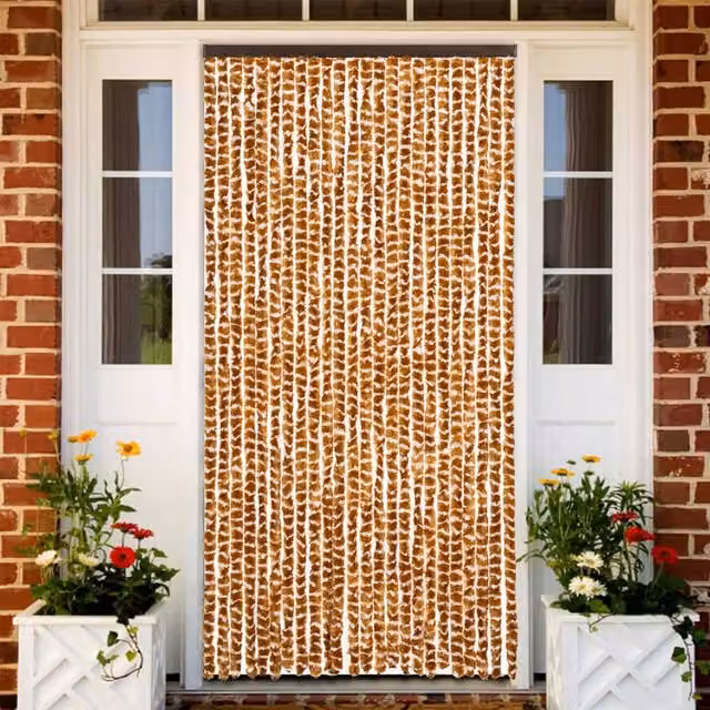 Berkfield Home Chenille Fly Curtain in Yellow and White, W: 100 cm, H: 230 cm – 1