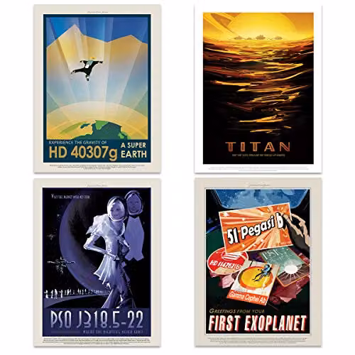 Artery8 NASA Space Grand Tour Exoplanet Art Print Poster Pack of 17, including Custom 50th Anniversary Apollo 11 Moon Landing Print, Multicolour – 2