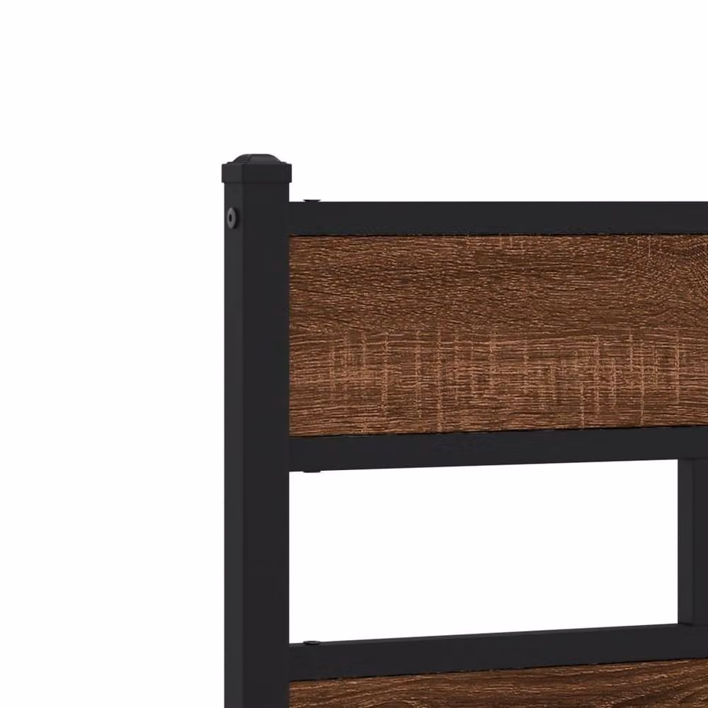 Berkfield Home Metal Bed Frame in Brown Oak, W/D/H: 100 x 200 cm – 7
