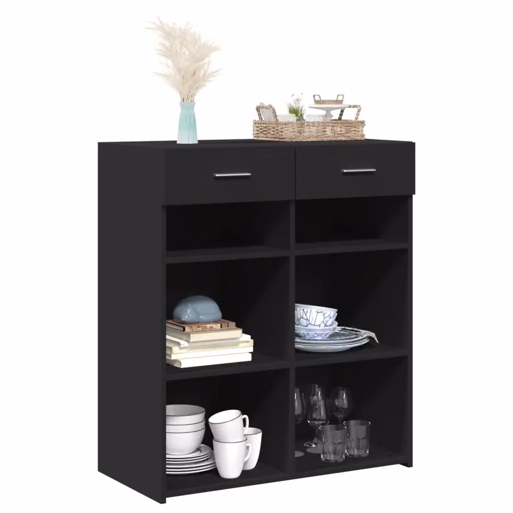 Berkfield Home Classic Sideboard in Black Matt MDF, W/D/H: 80 x 42.5 x 93 cm – 3