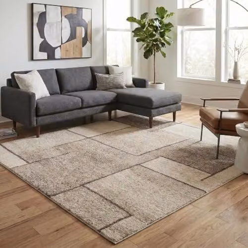 Desire Rugs Rhodes Geometric Modern Living Room Area Rug, Beige, W: 120 cm, L: 170 cm