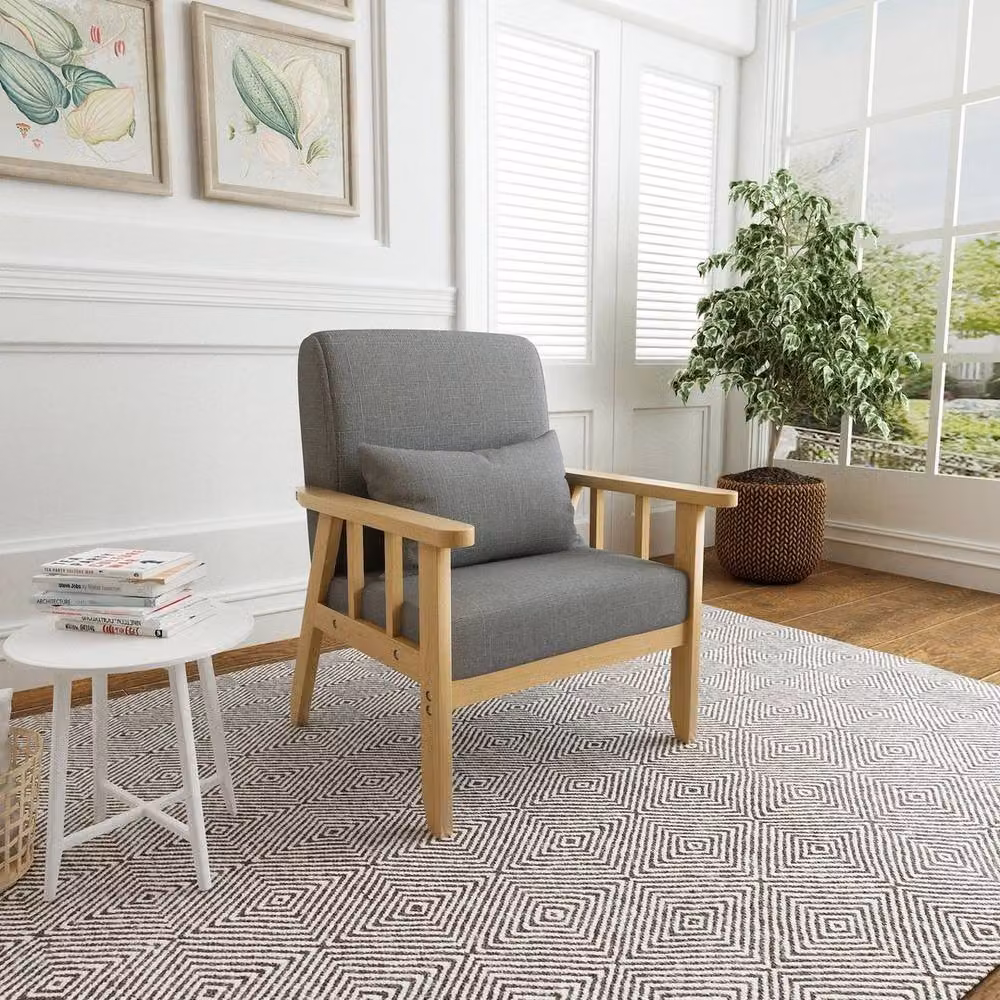 KORVIXA MONDEER 1 Seater Armchair in Grey with Solid Wood Frame, W/D/H: 100 x 100 x 100 cm – 3