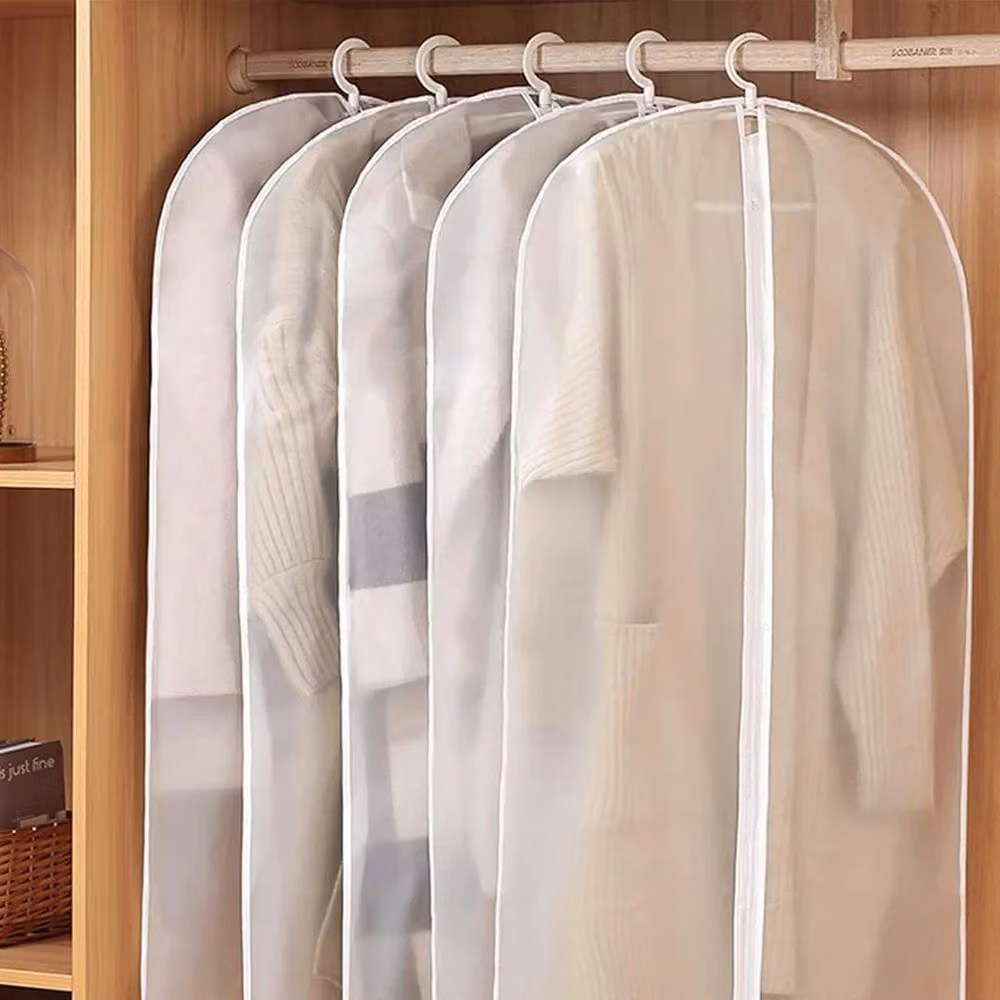 PAWNORA 5-Piece Clear Polythene Garment Covers, W: 60 cm, H: 120 cm – 3