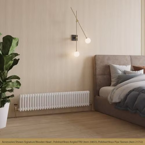 UK Radiators Alpha White 3 Column Traditional Cast-Iron Style Steel Radiator with Feet, W: 1355 mm, H: 300 mm – 3