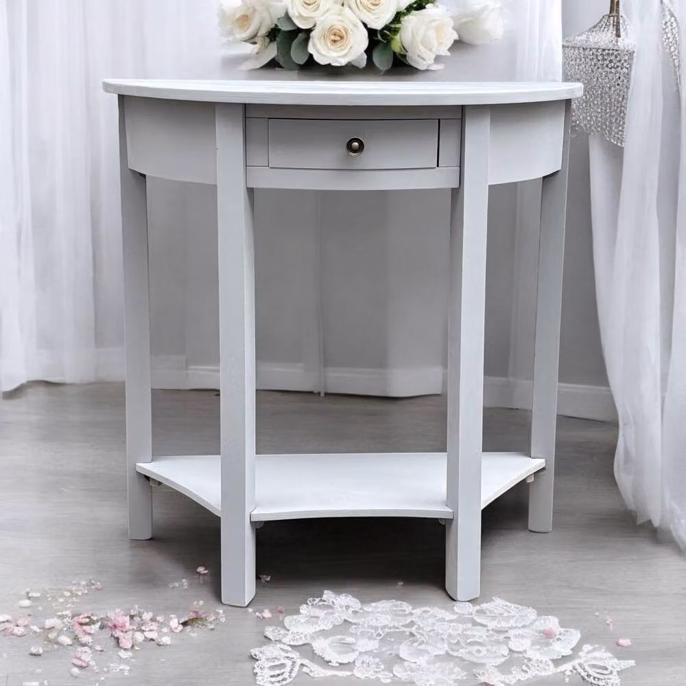 Minster Single Drawer Side Table in White, W80 x D35 x H80 cm – 2