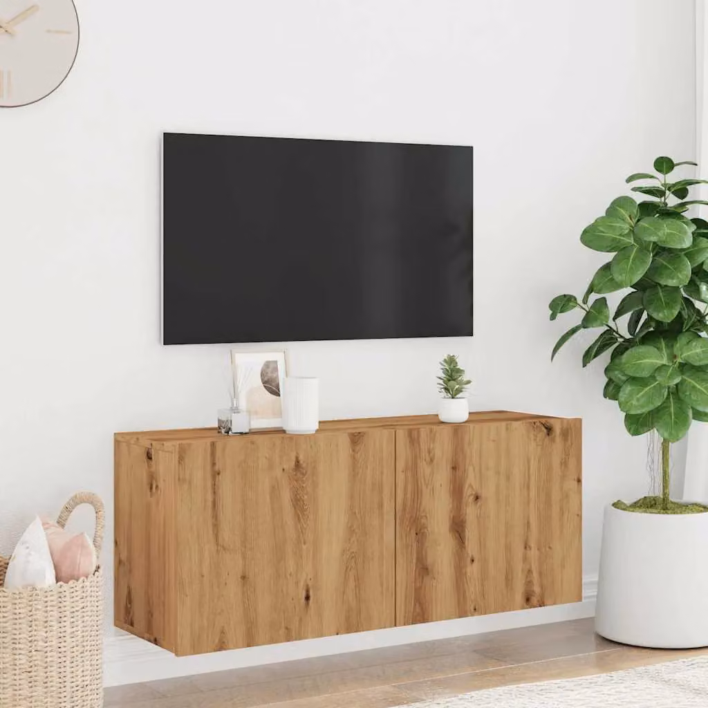 Berkfield Home Artisan Oak Wall-mounted TV Cabinet, Brown, W: 100 cm, D: 30 cm, H: 41 cm – 3