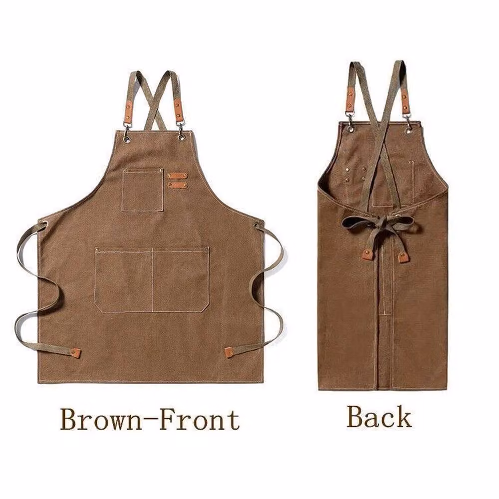 NESTLUNE Brown Waxed Canvas Tool and Workshop Apron for Woodworking and Chefs, W/H: 100 x 60 cm – 4
