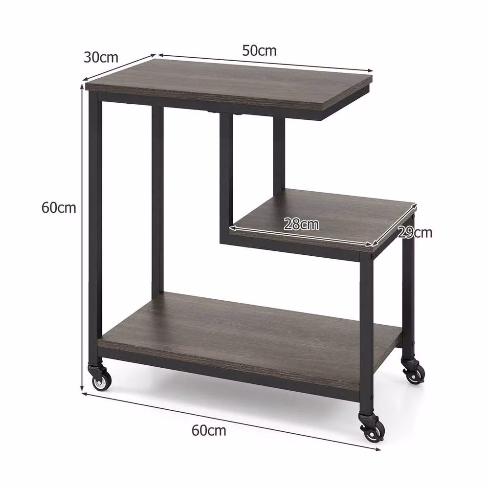 Kelvenix Industrial Side Table in Grey with Metal and Wood Finish, W/D/H: 60 x 60 x 60 cm – 2