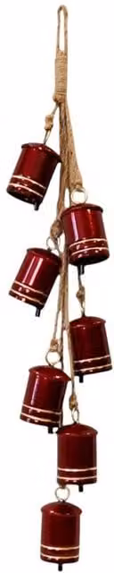 Four Candle Red and Gold Metal Cowbell Christmas Hanging Garland with 7 Animal Bells – 1