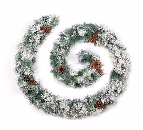 Best Artificial Frosted Colorado Pine Christmas Garland in Green, 9ft
