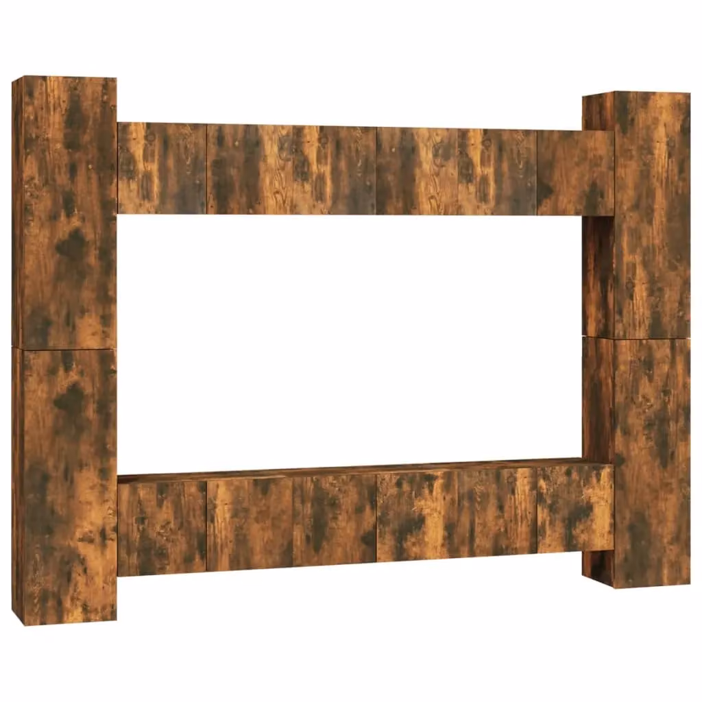 Berkfield Home 10 Piece Smoked Oak TV Cabinet Set in Brown – 2