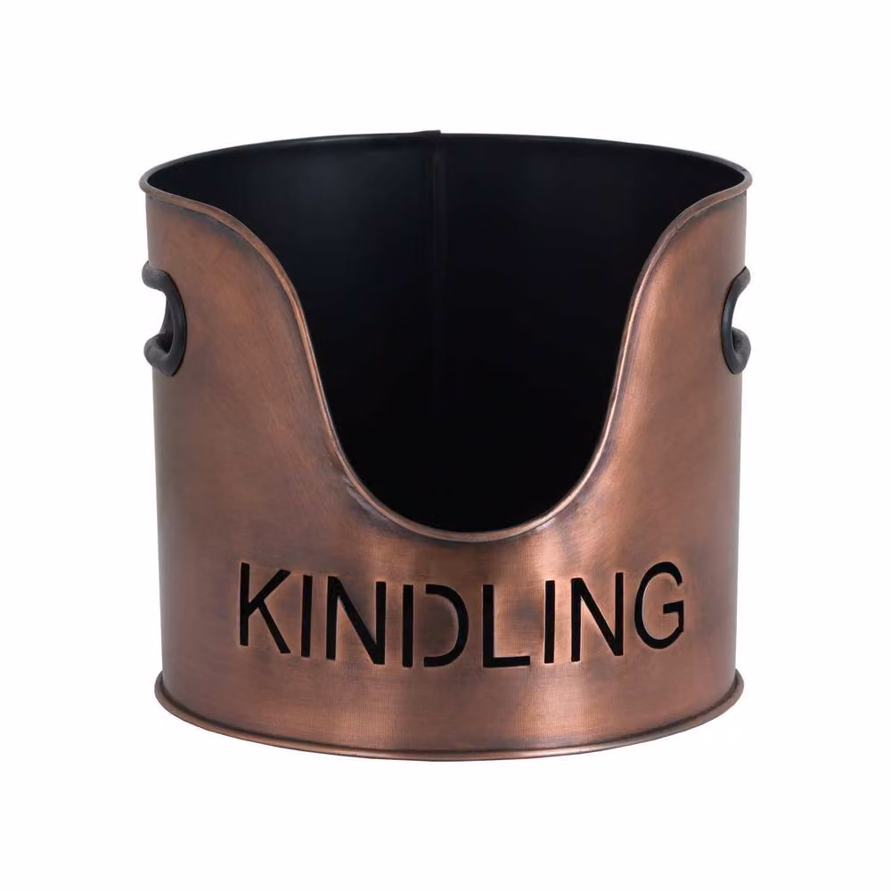Hill Interiors Three Piece Copper Metal Fire Wood Bucket Set – 4