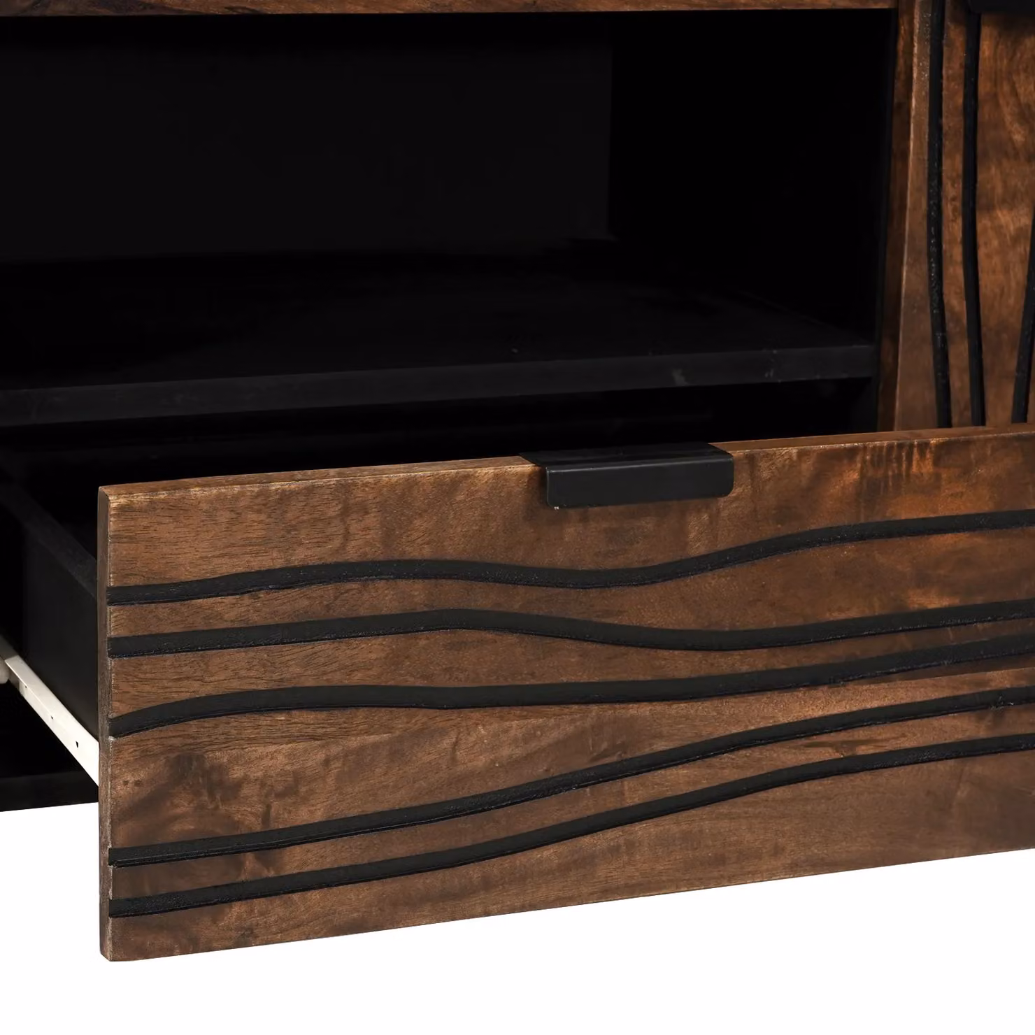 Berkfield Home Modern TV Cabinet in Brown Solid Mango Wood, W: 105 cm, D: 46 cm, H: 33.5 cm – 4