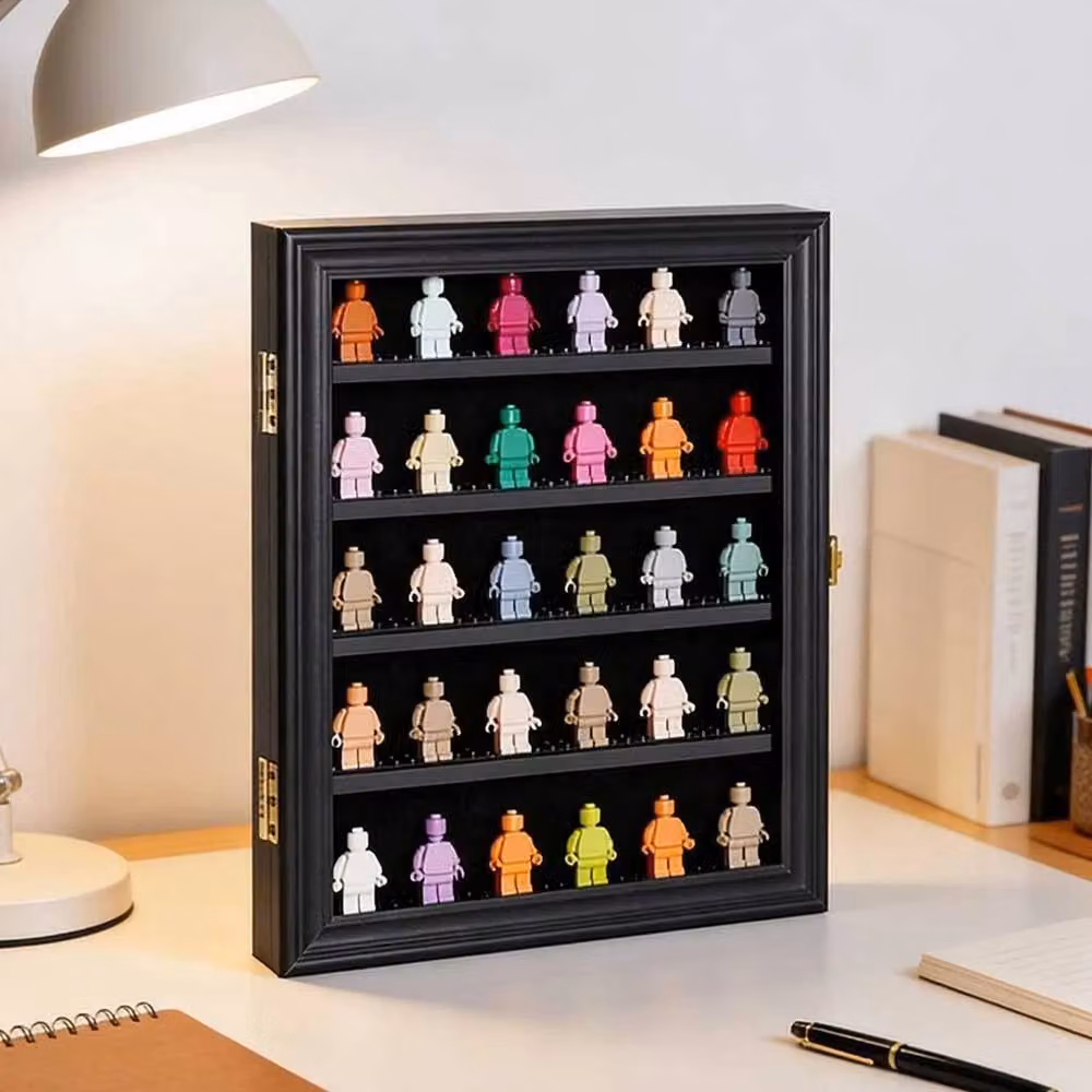 Kelvenix Wood Minifigure Display Case Box in Black and Gold – 4