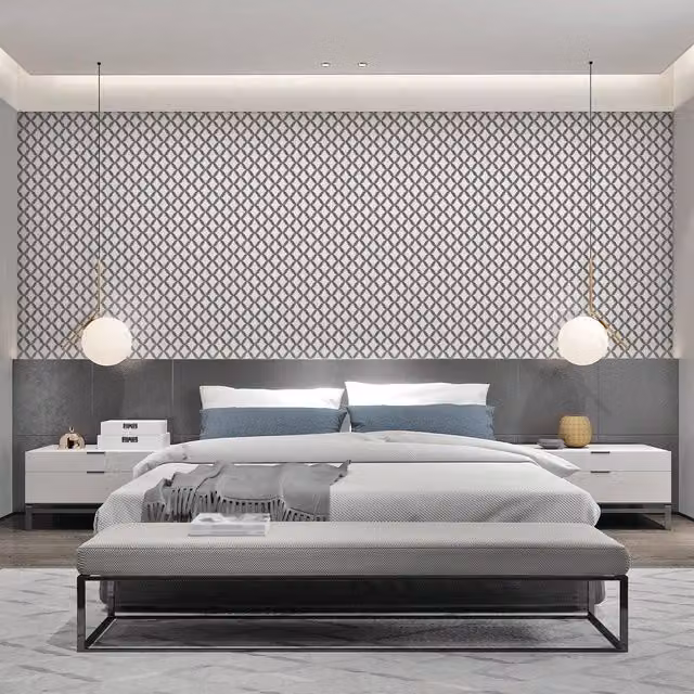 Debona Fabric Touch Geometric Wallpaper in Black and Grey