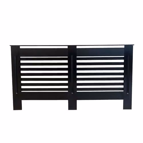AIRWAVE Black Lacquered MDF Radiator Cover with Horizontal Striped Design, W/D/H: 152 x 19 x 81.5 cm