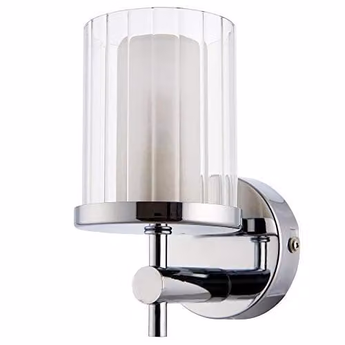 Loops IP44 Rated Modern Round Bathroom Wall Light in Chrome with Transparent Glass, Dimmable G9 LED Fitting