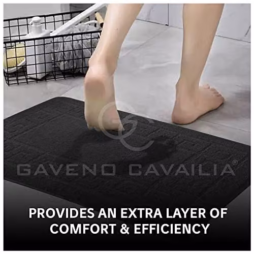 GAVENO CAVAILIA 2 Piece Non-Slip Bath Mat and WC Pedestal Mat Set in Charcoal Grey – 3