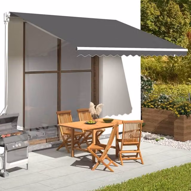 Berkfield Home Replacement Polyester Awning Fabric in Anthracite Black, W: 400 cm, D: 345 cm
