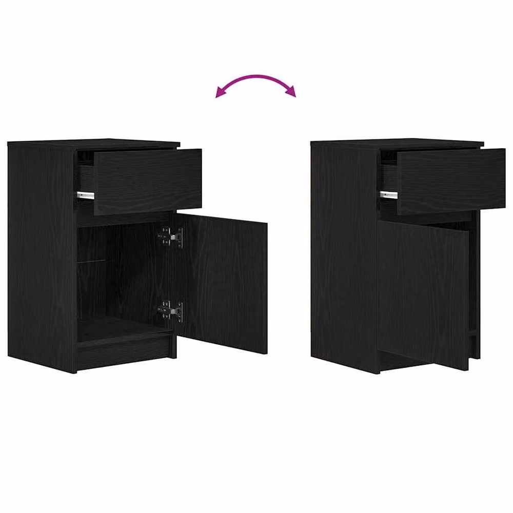 Berkfield Home Black Modern Bedside Cabinet in MDF, W/D/H: 39 x 35 x 65 cm – 5
