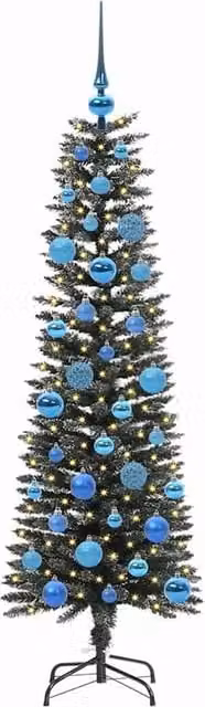 Berkfield Home Elegant Artificial Christmas Tree with 150 LEDs, Green, H x W x D: 150 x 43 x 43 cm