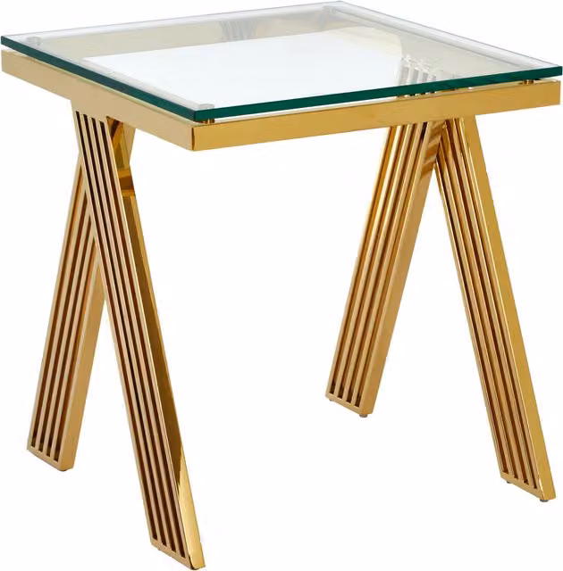 Orsina Gold Metal Side Table with Square Glass Top – 1