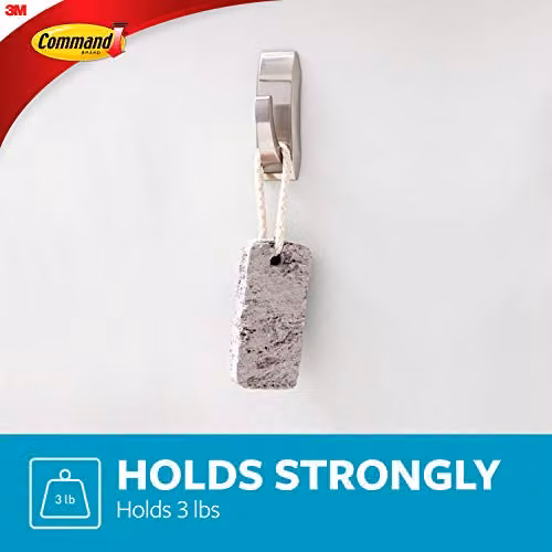 3M Command Modern Reflections Medium Metal Bath Hook in Satin Nickel Silver – 2