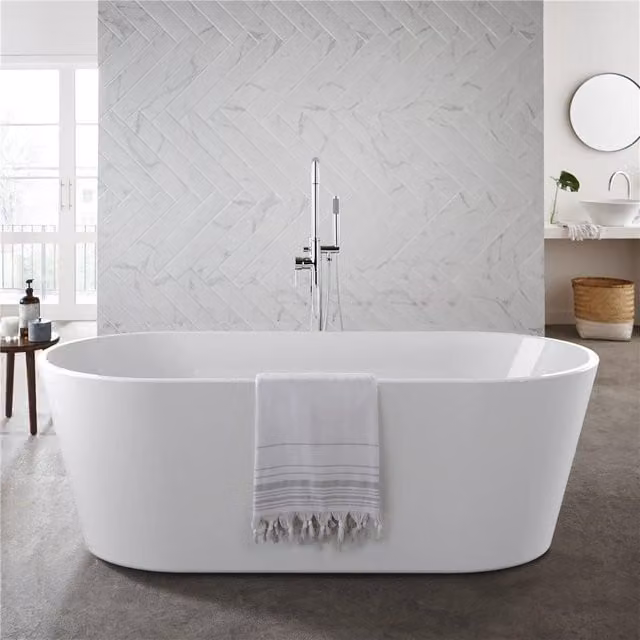 Clifton Premium Round Style Freestanding Acrylic Bath in White W: 150 cm, D: 75 cm