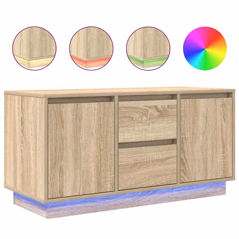 Berkfield Home Modern TV Cabinet with LED Lights in Sonoma Oak Brown, W/D/H: 100 x 41 x 50 cm