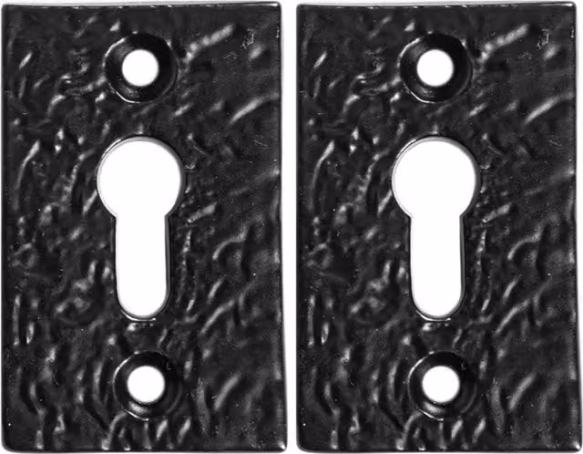Hammer and Tongs Rectangular Escutcheon Plate in Matt Black Iron, Pack of 2, W: 30 mm, H: 50 mm – 6