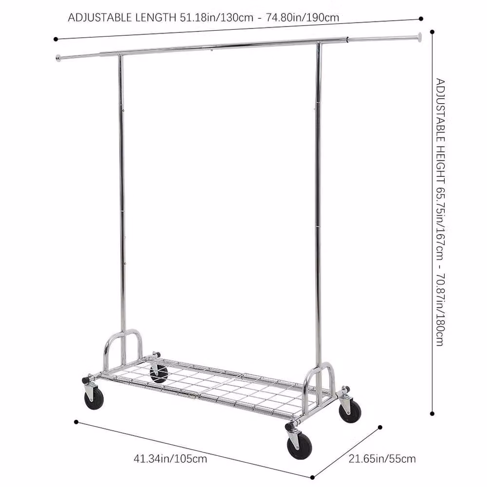 KORVIXA Heavy Duty Metal Clothes Rail in Silver, Width: 50 cm – 2