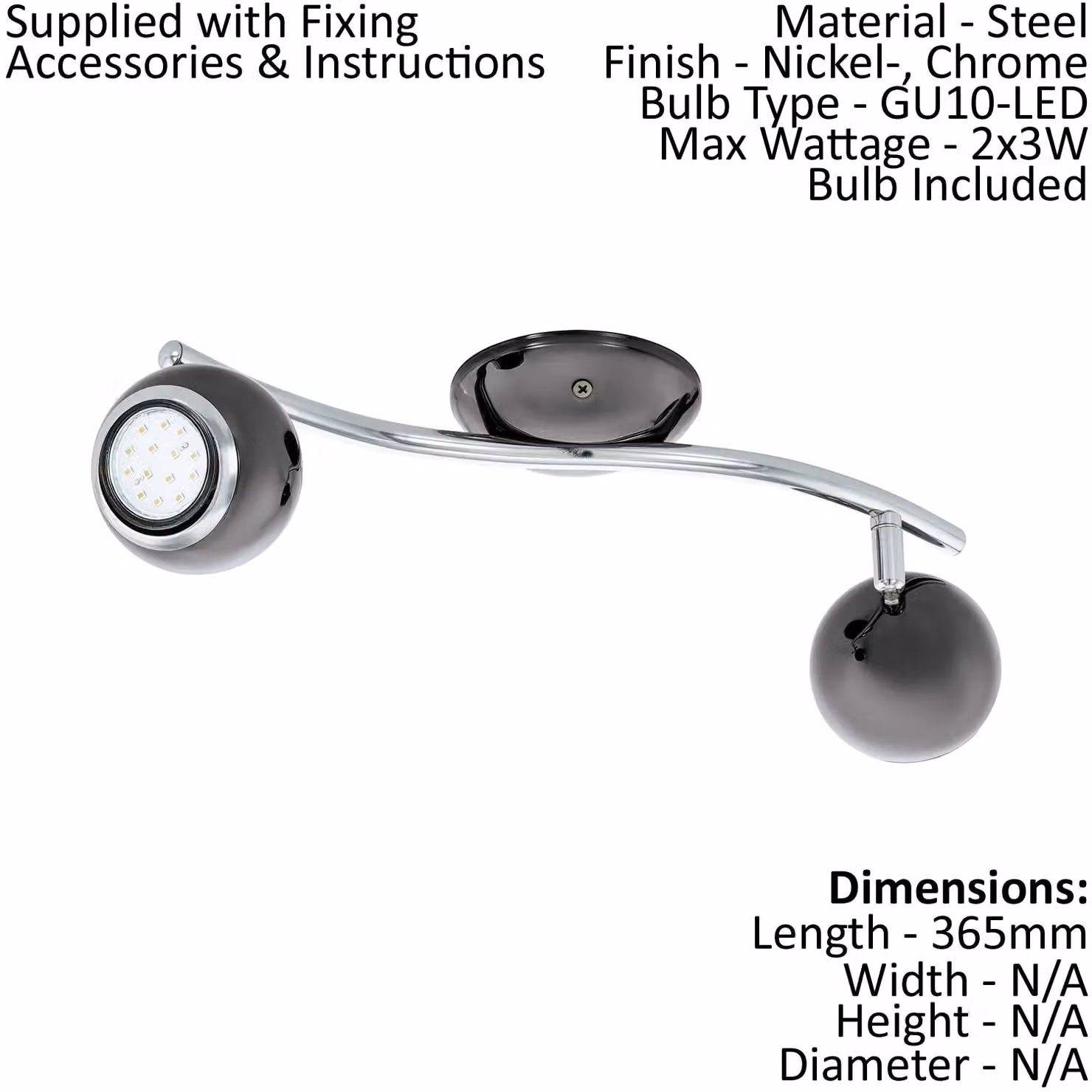 Loops Adjustable Twin Ceiling Spotlight and 2x Matching Wall Lights in Chrome – 2