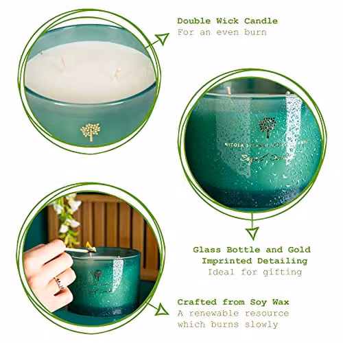 Nicola Spring Sage & Seasalt Scented Soy Wax Candle, 350g, Green – 3