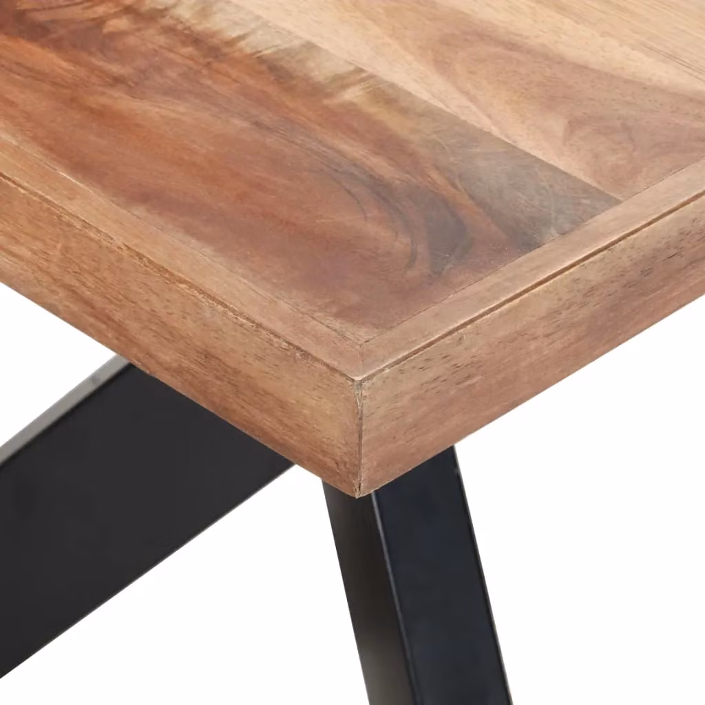 Berkfield Home Rectangular Dining Table in Brown Acacia and Rubberwood with X-Frame Legs, W/D/H: 180 x 90 x 75 cm – 4