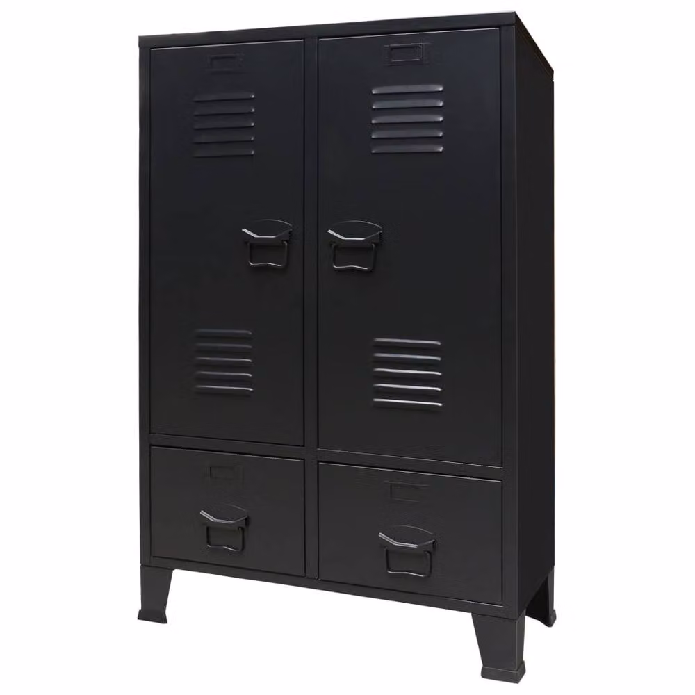 Berkfield Home Industrial Style Metal Wardrobe in Black, W/D/H: 67 x 35 x 107 cm – 2