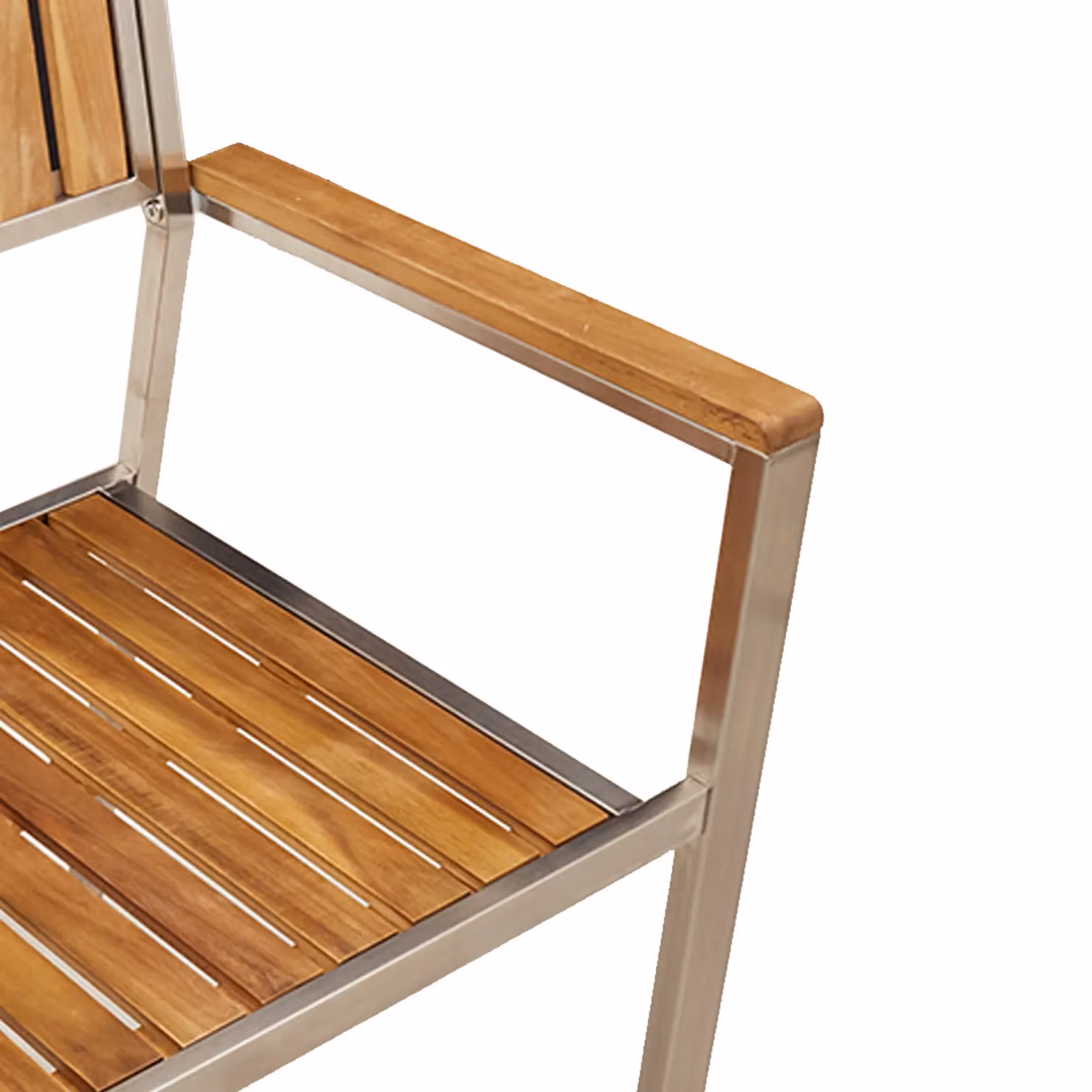 Berkfield Home Set of 2 Stackable Garden Chairs in Silver Acacia Wood and Stainless Steel – 4