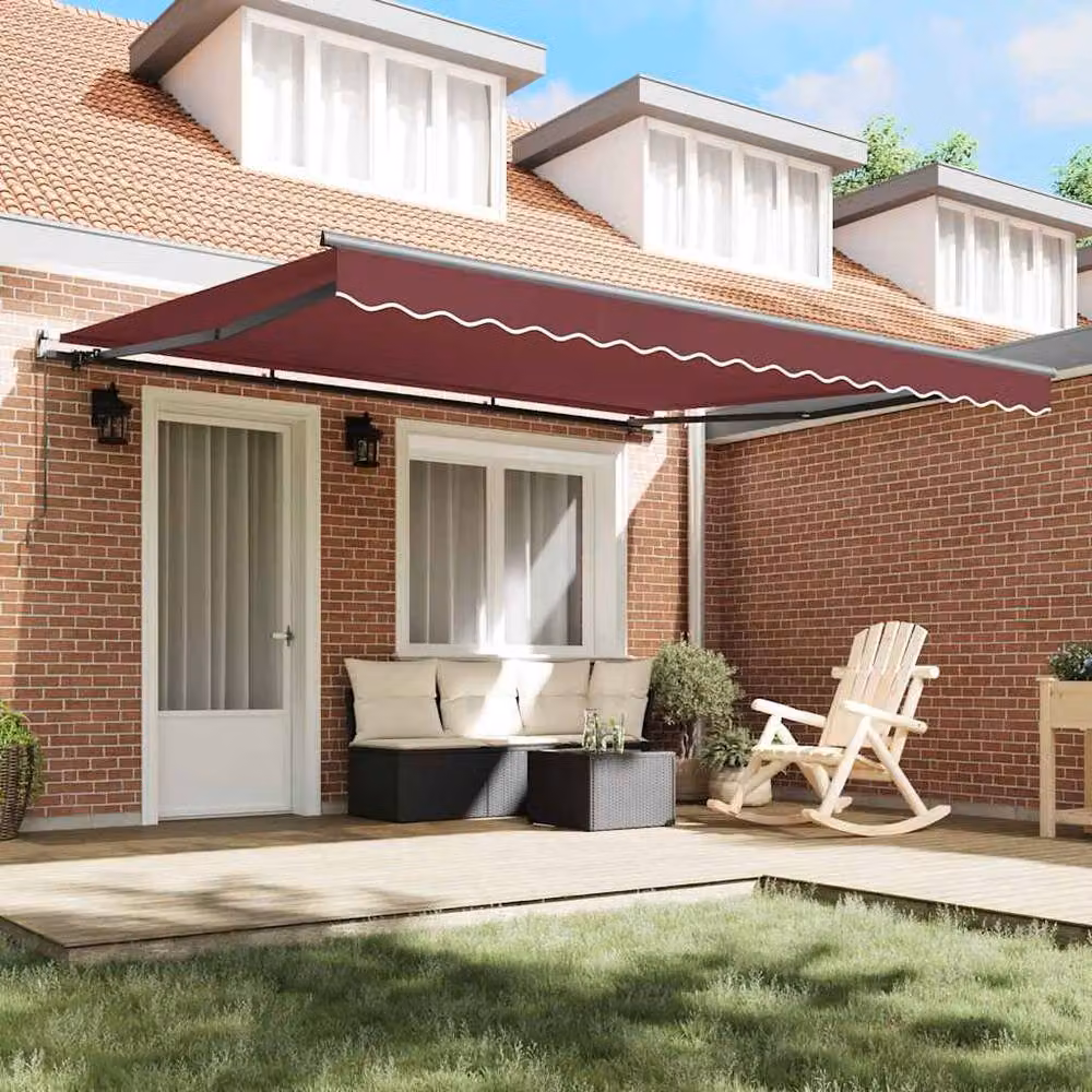 Berkfield Home Manual Retractable Folding Arm Awning in Red, W: 400 cm, D: 300 cm – 3