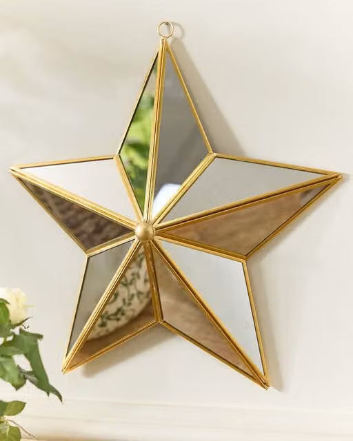 Dibor Gold Star Shaped Wall Mounted Mirror, H 35 cm x W 34 cm – 1