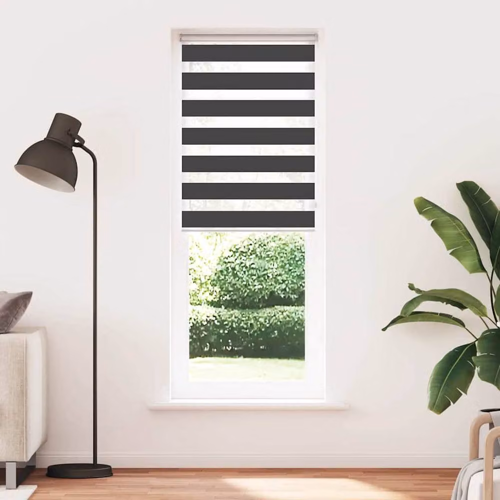Berkfield Home Elegant Zebra Blind in Black, Polyester, W: 90 cm, H: 200 cm – 3