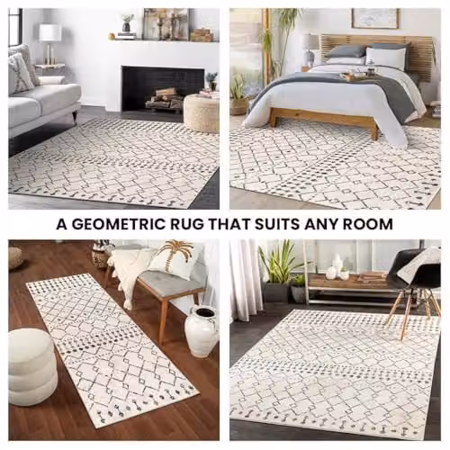 Livabliss Geometric Modern Rectangular Rug in Grey, Black and White, W/D/H: 80 x 220 x 0.6 cm – 5