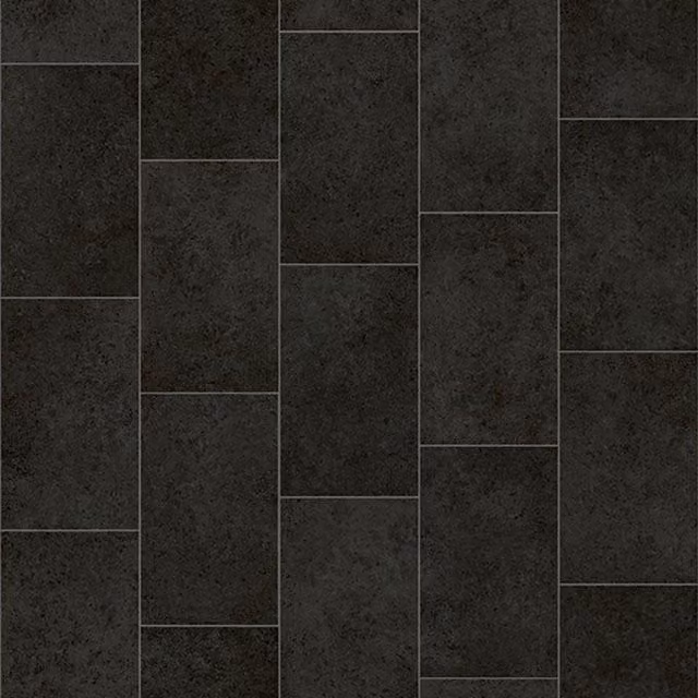 Leoline Black Tile Effect Cushion Backed Vinyl Flooring Sheet, 2.0mm, W: 300 cm x D: 300 cm – 1
