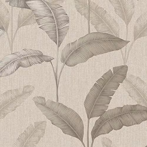 Rasch Amara Palm Tropical Botanical Wallpaper in Beige and Gold
