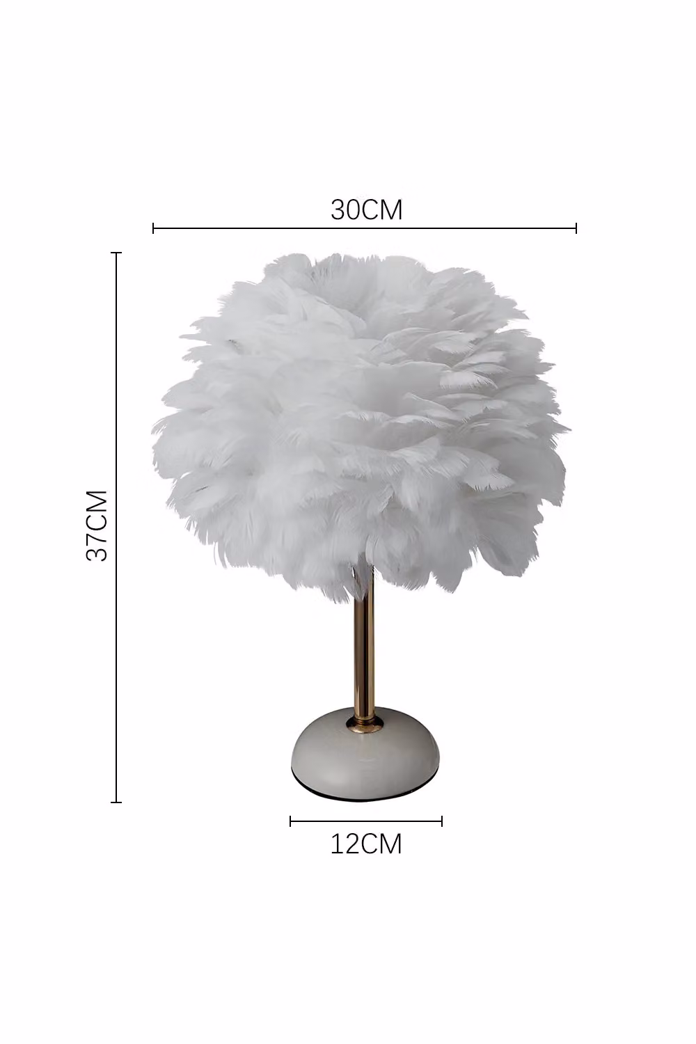 Living and Home Ceramic Feather Design Table Lamp with LED Light, White, H 37 cm x W 30 cm x D 30 cm – 2